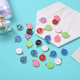 12pcs/lot 15x12mm 12 Constellation Charms Double Face Enamel Charms Charms Pendants Jewelry Making Handmade Craft Accessories