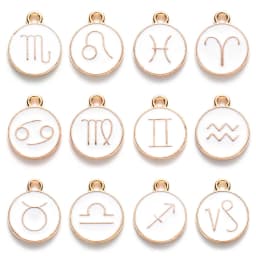 12pcs/lot 15x12mm 12 Constellation Charms Double Face Enamel Charms Charms Pendants Jewelry Making Handmade Craft Accessories