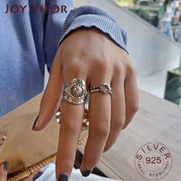BFCLUB Silver Color Punk Hiphop Rings for Women Couples New Fashion Vintage Handmade Thai Silver Party Jewelry Gifts