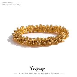 Yhpup Stainless Steel Twist Finger Ring for Women High Quality Metal Gold 18 K Plated Round Bijoux Femme Accessories