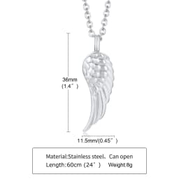 Delicate Angel Wing Cremation Necklace for Women,Stainless Steel Urn Pendant Ashes Holder Memorial Jewelry,Keepsake Gift
