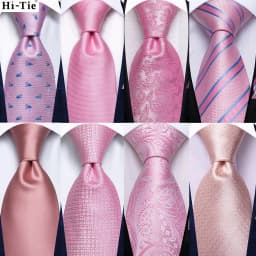 Hi-Tie Rose Peach Pink Solid Paisley Mens Silk Wedding Tie Fashion Design Necktie For Men Quality Hanky Cufflink Business Party