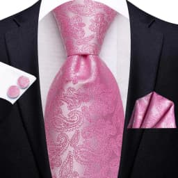 Hi-Tie Rose Peach Pink Solid Paisley Mens Silk Wedding Tie Fashion Design Necktie For Men Quality Hanky Cufflink Business Party
