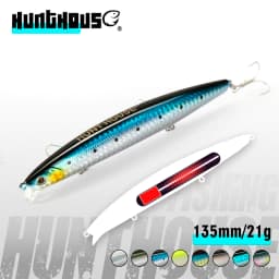 Hunthouse Tungsten Minnow Fishing Lure 135mm 21g Dynamic Balance Casting System Floating Wobblers Bait For Bass Blue Fish LW430