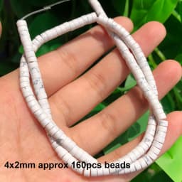 Natural Stones Matte White Howlite Turquoises Beads Tube Faceted Round Loose Seed Beads for Jewelry Making DIY Handmade Bracelet