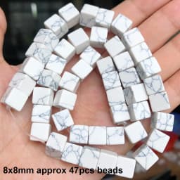 Natural Stones Matte White Howlite Turquoises Beads Tube Faceted Round Loose Seed Beads for Jewelry Making DIY Handmade Bracelet
