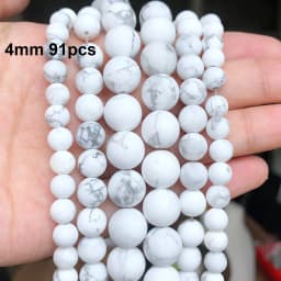 Natural Stones Matte White Howlite Turquoises Beads Tube Faceted Round Loose Seed Beads for Jewelry Making DIY Handmade Bracelet