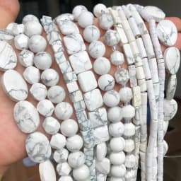 Natural Stones Matte White Howlite Turquoises Beads Tube Faceted Round Loose Seed Beads for Jewelry Making DIY Handmade Bracelet