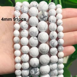Natural Stones Matte White Howlite Turquoises Beads Tube Faceted Round Loose Seed Beads for Jewelry Making DIY Handmade Bracelet