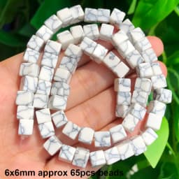 Natural Stones Matte White Howlite Turquoises Beads Tube Faceted Round Loose Seed Beads for Jewelry Making DIY Handmade Bracelet