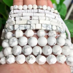 Natural Stones Matte White Howlite Turquoises Beads Tube Faceted Round Loose Seed Beads for Jewelry Making DIY Handmade Bracelet