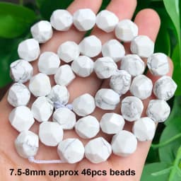 Natural Stones Matte White Howlite Turquoises Beads Tube Faceted Round Loose Seed Beads for Jewelry Making DIY Handmade Bracelet