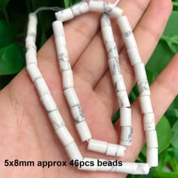 Natural Stones Matte White Howlite Turquoises Beads Tube Faceted Round Loose Seed Beads for Jewelry Making DIY Handmade Bracelet