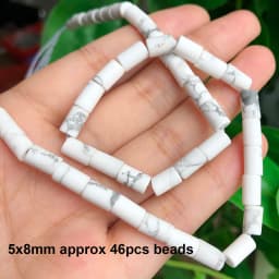 Natural Stones Matte White Howlite Turquoises Beads Tube Faceted Round Loose Seed Beads for Jewelry Making DIY Handmade Bracelet