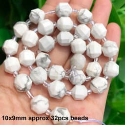 Natural Stones Matte White Howlite Turquoises Beads Tube Faceted Round Loose Seed Beads for Jewelry Making DIY Handmade Bracelet