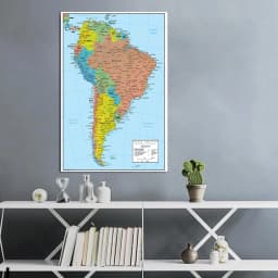 100*150cm South America Political Map Wall Art Poster Spray Canvas Painting Living Room Home Decor Children School Supplies