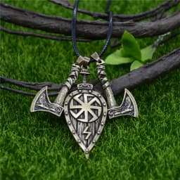 Slavic Kolovrat Sword Shield Odin Raven Axe Amulet Pendant Viking Talisman Runes Jewelery Necklace For Men Women