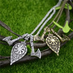 Slavic Kolovrat Sword Shield Odin Raven Axe Amulet Pendant Viking Talisman Runes Jewelery Necklace For Men Women