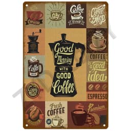 Coffee Retro Tin Sign Poster Vintage Wall Poster Metal Sign Decorative Wall Plate Kitchen Plaque Metal Vintage Decor Accessories