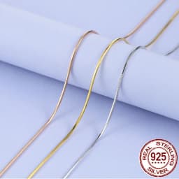 Solid 925 Sterling Silver 1mm Snake Chain Necklace for Women Men,Silver /Gold Fine Jewelry Chain Fit Pendant 40/45/50/55/60/70cm