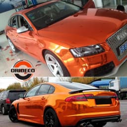 10/20/30/40/50*152CM High Stretchable Orange Chrome Air Bubble Free Mirror Vinyl Wrap Film Sticker Emblem Car Bike Motor Cover