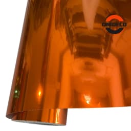 10/20/30/40/50*152CM High Stretchable Orange Chrome Air Bubble Free Mirror Vinyl Wrap Film Sticker Emblem Car Bike Motor Cover