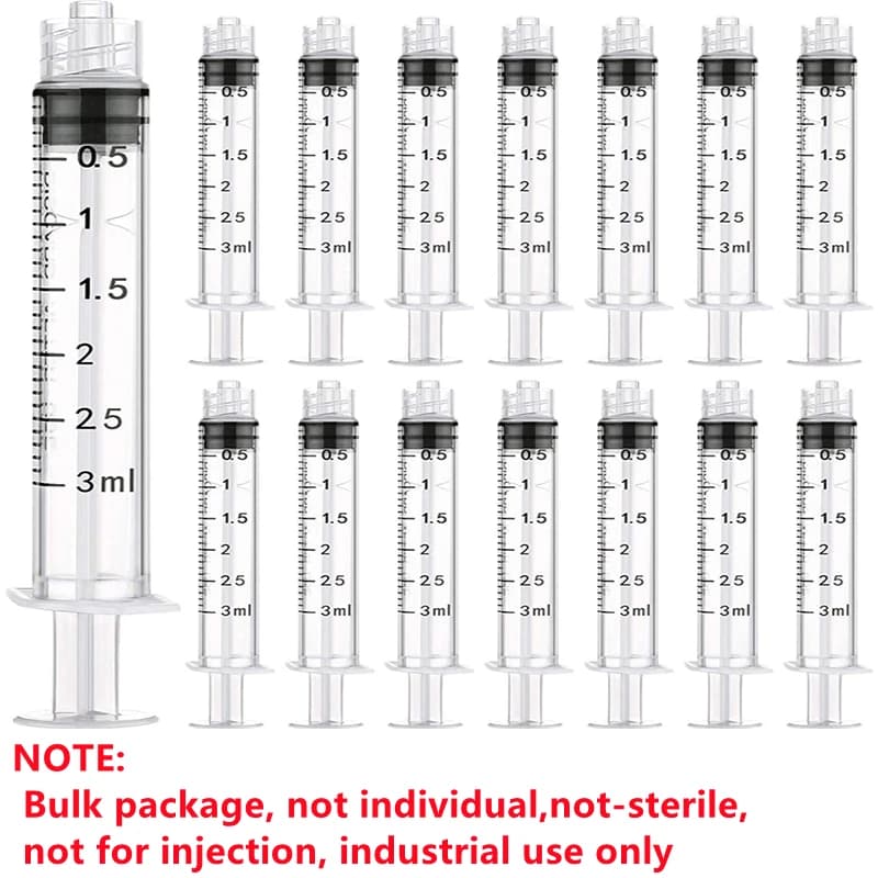 3CC/ML Plastic Syringe Luer Lock Without Needle Bulk Package Use for Lab,Measurement and Dispensing and industrial use only