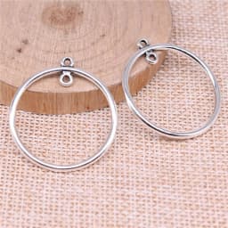 WYSIWYG 10pcs 43x40mm/33x30mm Geometric Circle Earrings Connector Charms Antique Silver Color Jewelry Findings