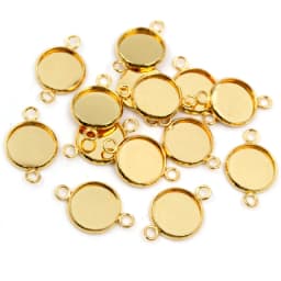 New 20pcs 12mm Inner Size Stainless Steel Gold Plated Single/Double Loop Style Cabochon Base Cameo Setting Charms Pendant Tray