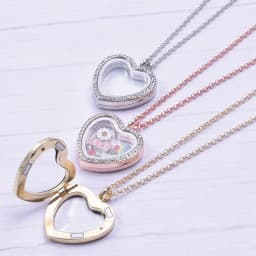 Heart Locket Pendant Necklace For Women Men Accessories Rhinestone Floating Lockets Charm Necklaces Fashion Jewelry Gift 3 Color