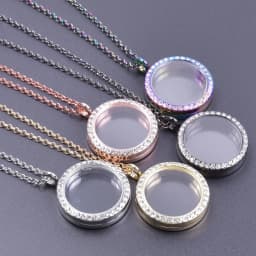 Heart Locket Pendant Necklace For Women Men Accessories Rhinestone Floating Lockets Charm Necklaces Fashion Jewelry Gift 3 Color