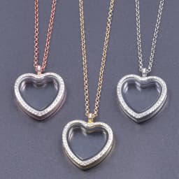 Heart Locket Pendant Necklace For Women Men Accessories Rhinestone Floating Lockets Charm Necklaces Fashion Jewelry Gift 3 Color