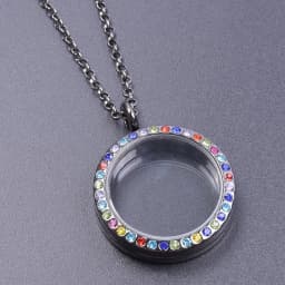 Heart Locket Pendant Necklace For Women Men Accessories Rhinestone Floating Lockets Charm Necklaces Fashion Jewelry Gift 3 Color