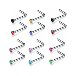 12/24/36Pcs L Shape Nose Ring Curve Pack Crystal Straight Nose Ring Set Nose Stud Lot Piercing Nariz Cuff Nase Pircing Nose Clip