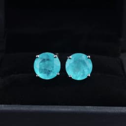 925 Sterling Silver Earrings 10*10mm Paraiba Tourmaline Gemstone Round Stud Earrings Jewelry For Women Jewelry Anniversary Gift