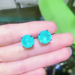 925 Sterling Silver Earrings 10*10mm Paraiba Tourmaline Gemstone Round Stud Earrings Jewelry For Women Jewelry Anniversary Gift