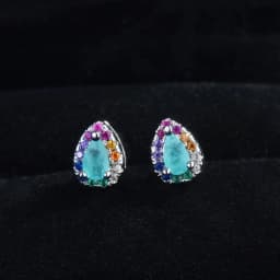 925 Sterling Silver Earrings 10*10mm Paraiba Tourmaline Gemstone Round Stud Earrings Jewelry For Women Jewelry Anniversary Gift