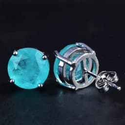 925 Sterling Silver Earrings 10*10mm Paraiba Tourmaline Gemstone Round Stud Earrings Jewelry For Women Jewelry Anniversary Gift