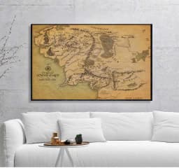 Banmu Middle Earth Retro Near Harad City Map Wall Art Poster Vintage Map Wall Canvas Paintings Livingroom Home Decor
