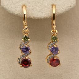 Classic Trend Earrings Gold Color Swirl Green Stone Dangle Earrings for Women Jewelry