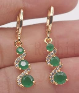 Classic Trend Earrings Gold Color Swirl Green Stone Dangle Earrings for Women Jewelry