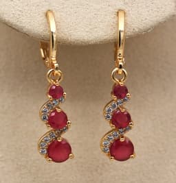 Classic Trend Earrings Gold Color Swirl Green Stone Dangle Earrings for Women Jewelry