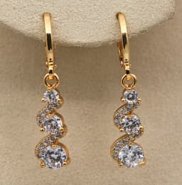 Classic Trend Earrings Gold Color Swirl Green Stone Dangle Earrings for Women Jewelry