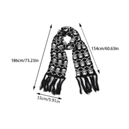 Scarf With Fringes For Men Black And White Stylish Knitted Wool Feel Long Fashion Scarf With Fringes Skull Crossbones