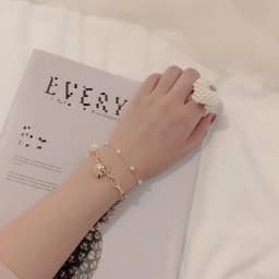 Fashion Chain Love Pearl Double Bracelet Temperament Peach Heart Pendant Bracelet Female College Student Jewelry Pulsera