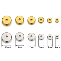 20pcs 4-10mm Gold Stainless Steel Flat Round Bead Loose Spacer Beads for DIY Bracelet Necklace Jewelry Making Wholesale