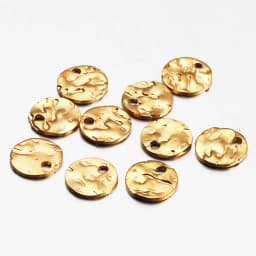 10pcs Gold Color Stainless Steel 8-12mm Round Hammered Charms Earrings Pendant for DIY Earring Jewelry Making Findings Supplies