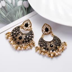 Ethnic Women's Palace Gold Geometric Turkish Jhumka Earrings Pendientes Indian Jewelry Tassel Dangling Earrings