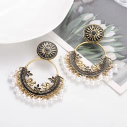 Ethnic Women's Palace Gold Geometric Turkish Jhumka Earrings Pendientes Indian Jewelry Tassel Dangling Earrings