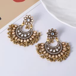 Ethnic Women's Palace Gold Geometric Turkish Jhumka Earrings Pendientes Indian Jewelry Tassel Dangling Earrings